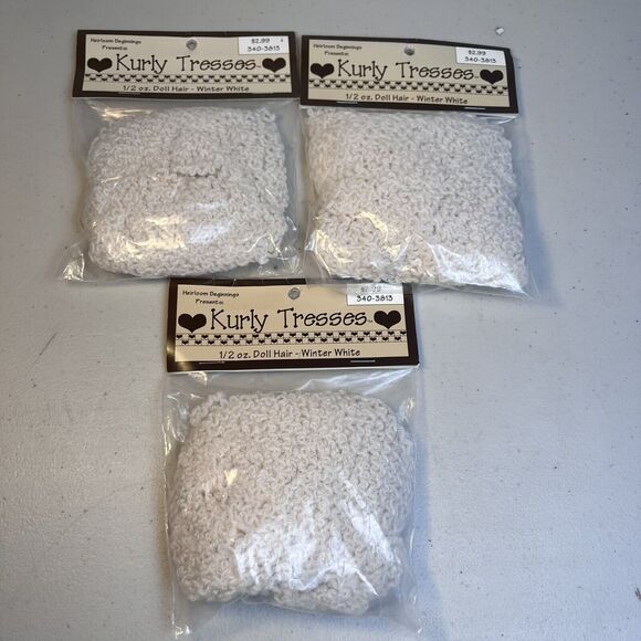 Doll Hair Winter White Heirloom Beginnings Kurly Tresses Craft 1/2 OZ Lot of 3 - Picture 5 of 5